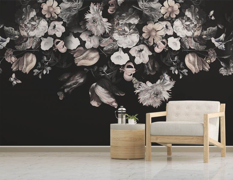 3D Vintage Dark Floral 44 Wallpaper AJ Wallpaper 2