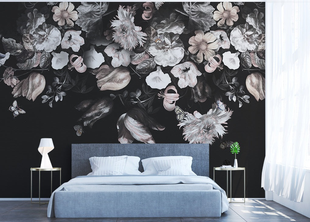 3D Vintage White Flower WC564 Wall Murals