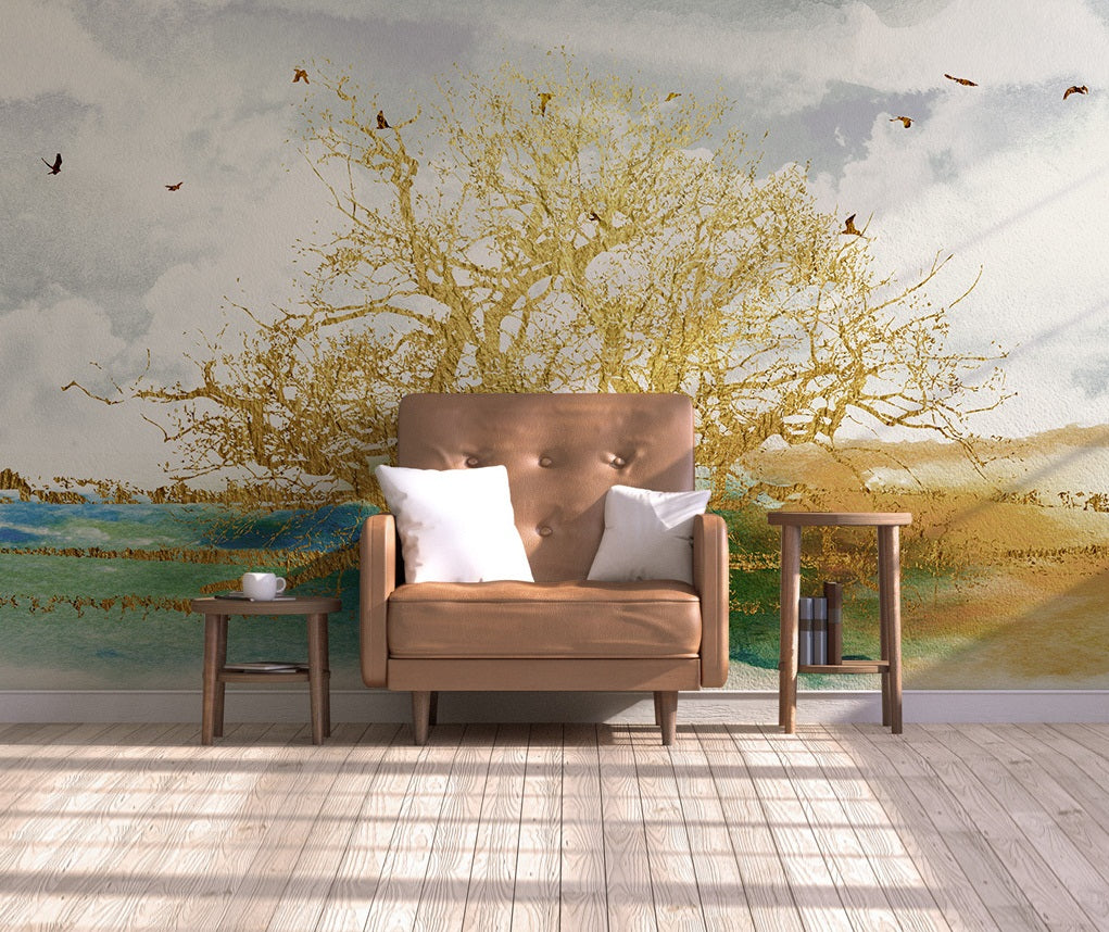 3D Golden Tree 2095 Wall Murals