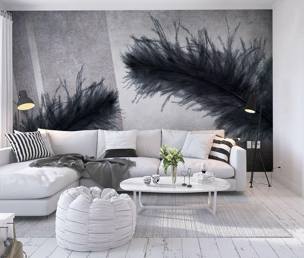 3D Black Feather 2069 Wall Murals