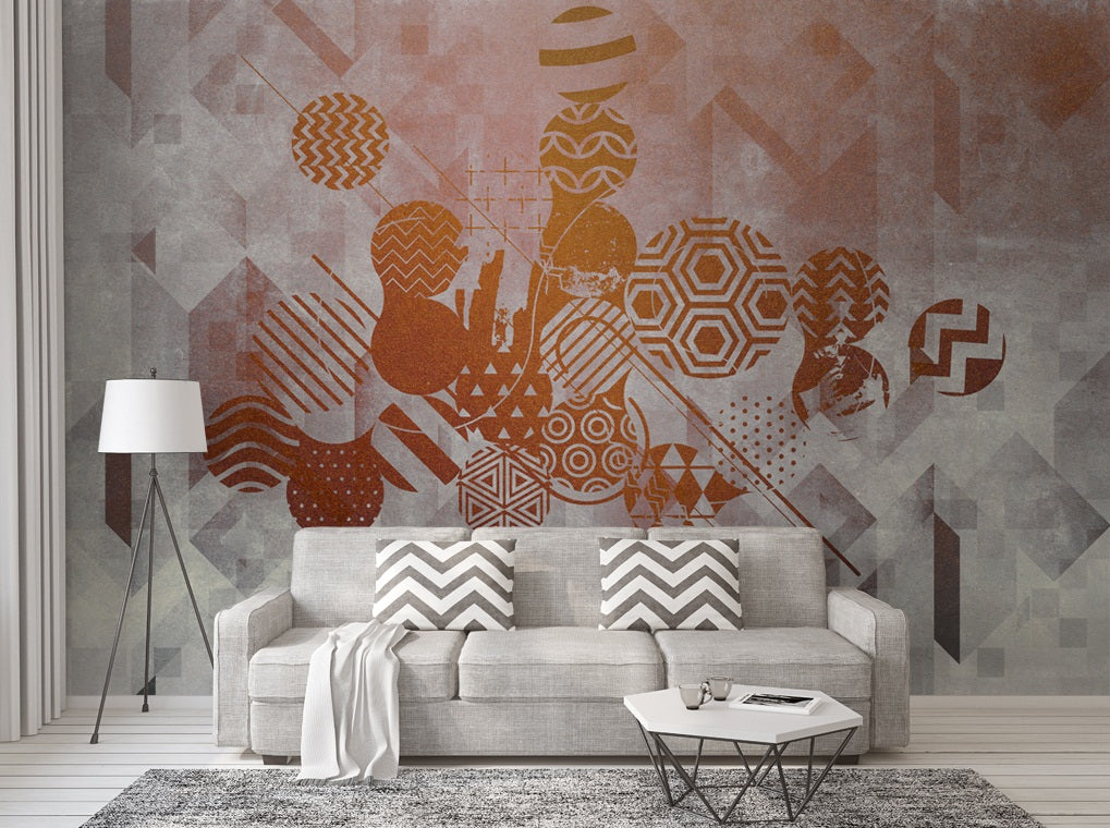 3D Orange Pattern WC517 Wall Murals