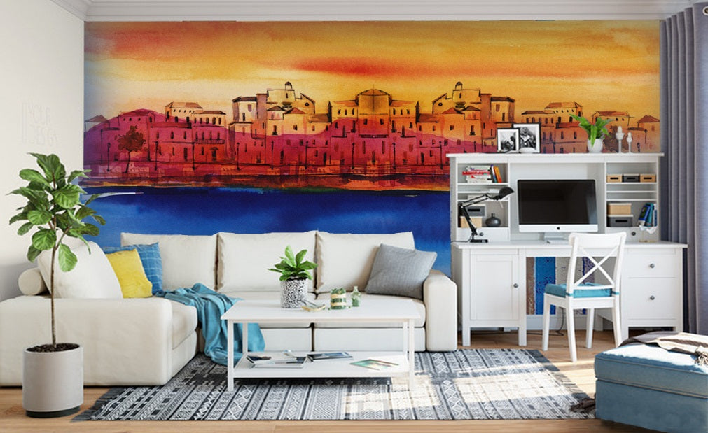 3D Sea City 2048 Wall Murals