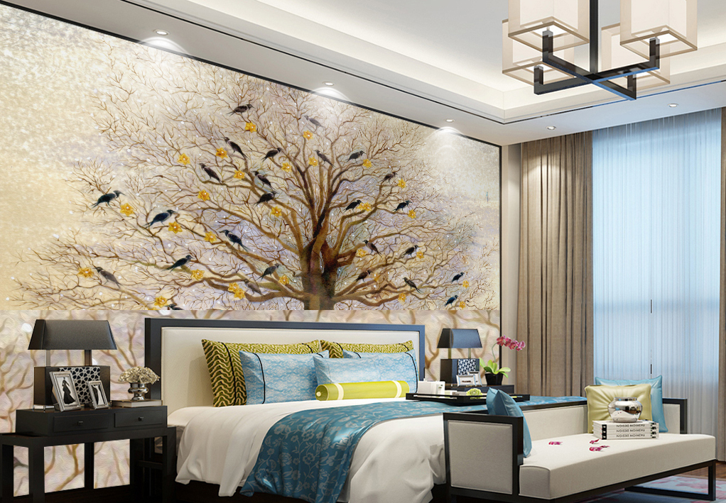 3D Dead Tree Bird 2086 Wall Murals