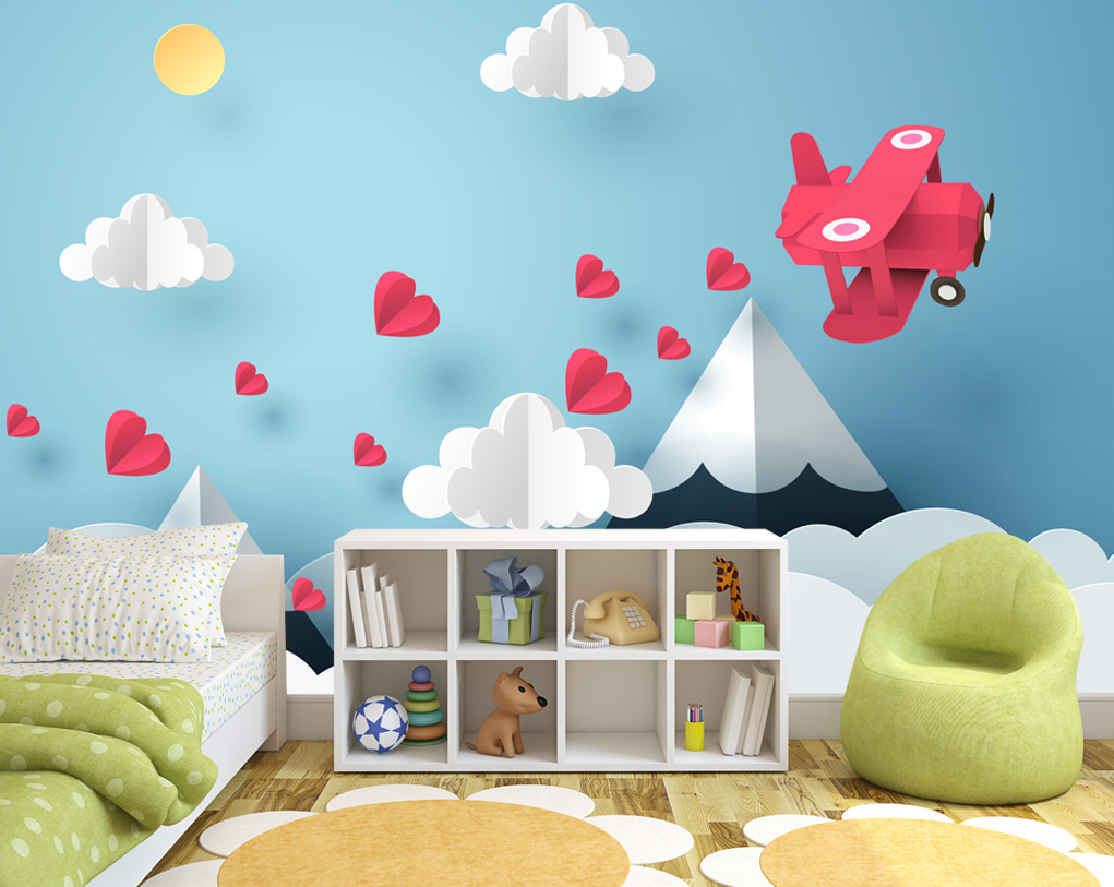 3D Red Love 2098 Wall Murals