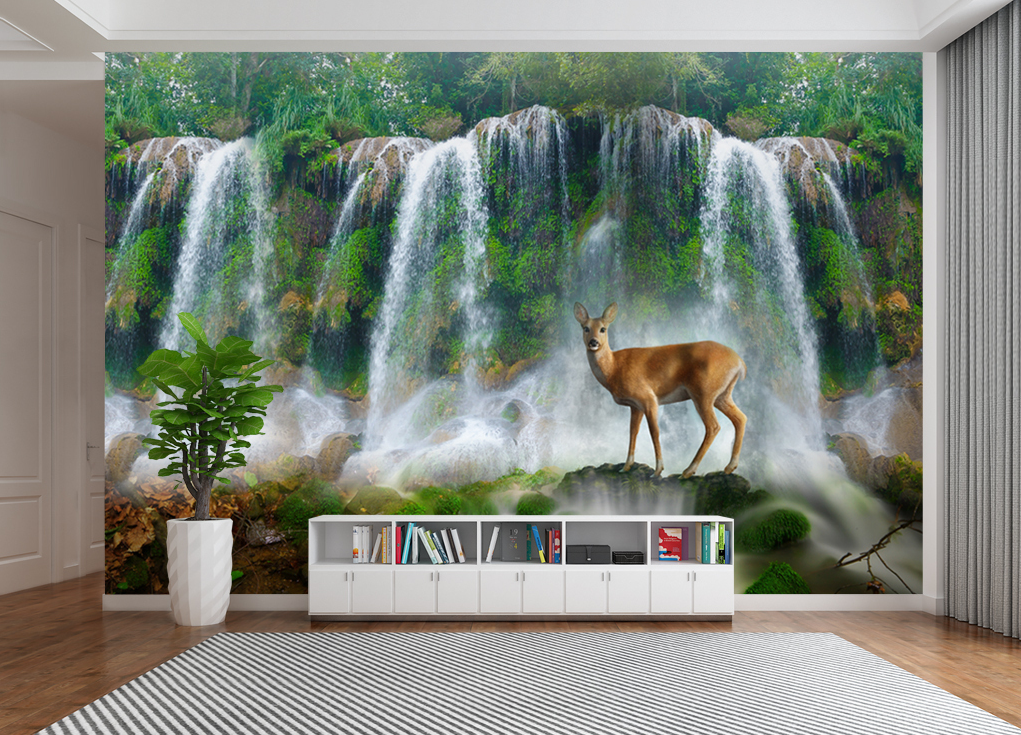3D Fawn Falls 2096 Wall Murals