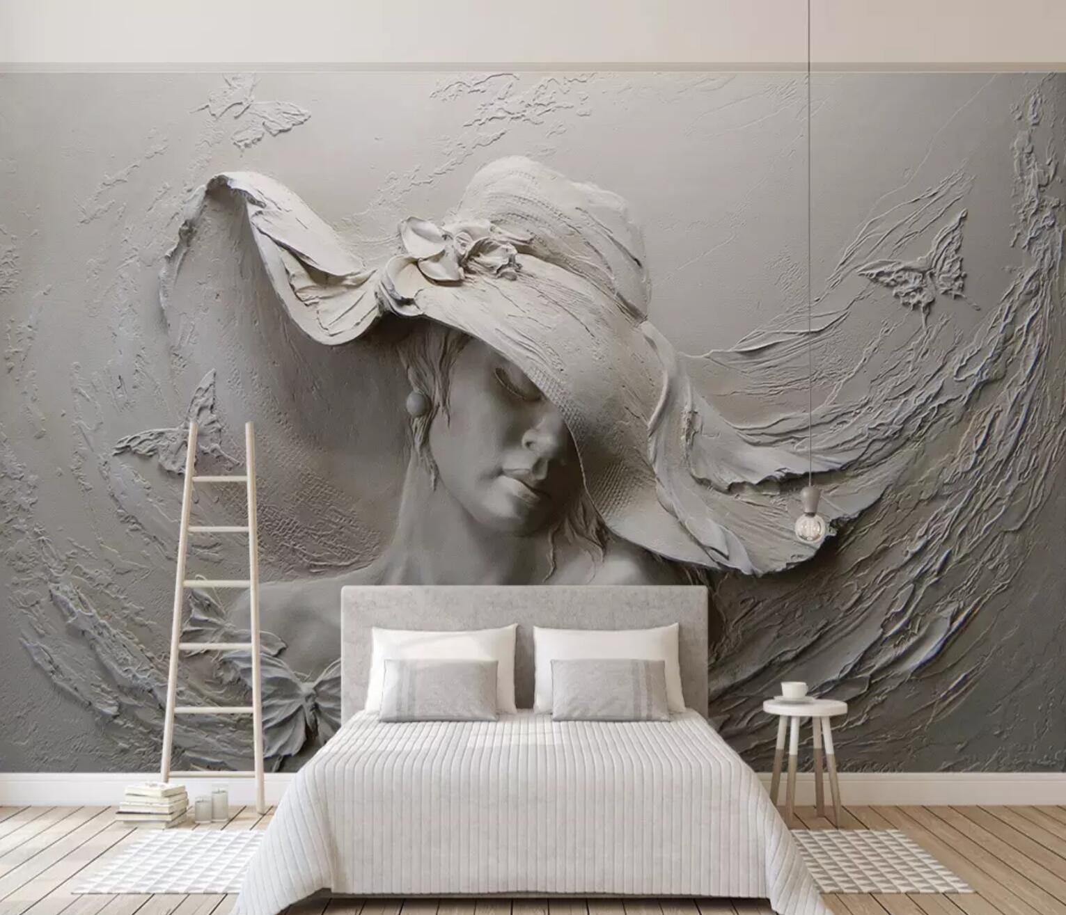 3D Carving Woman WC338 Wall Murals