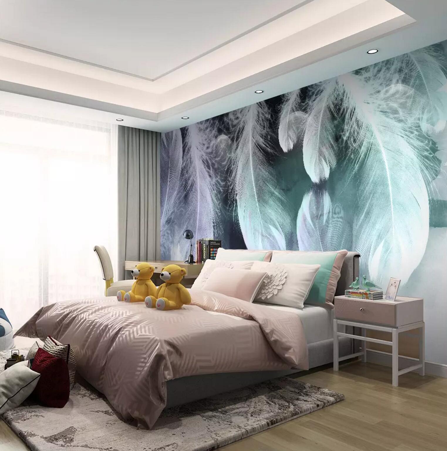 3D Purple Feathers WC773 Wall Murals
