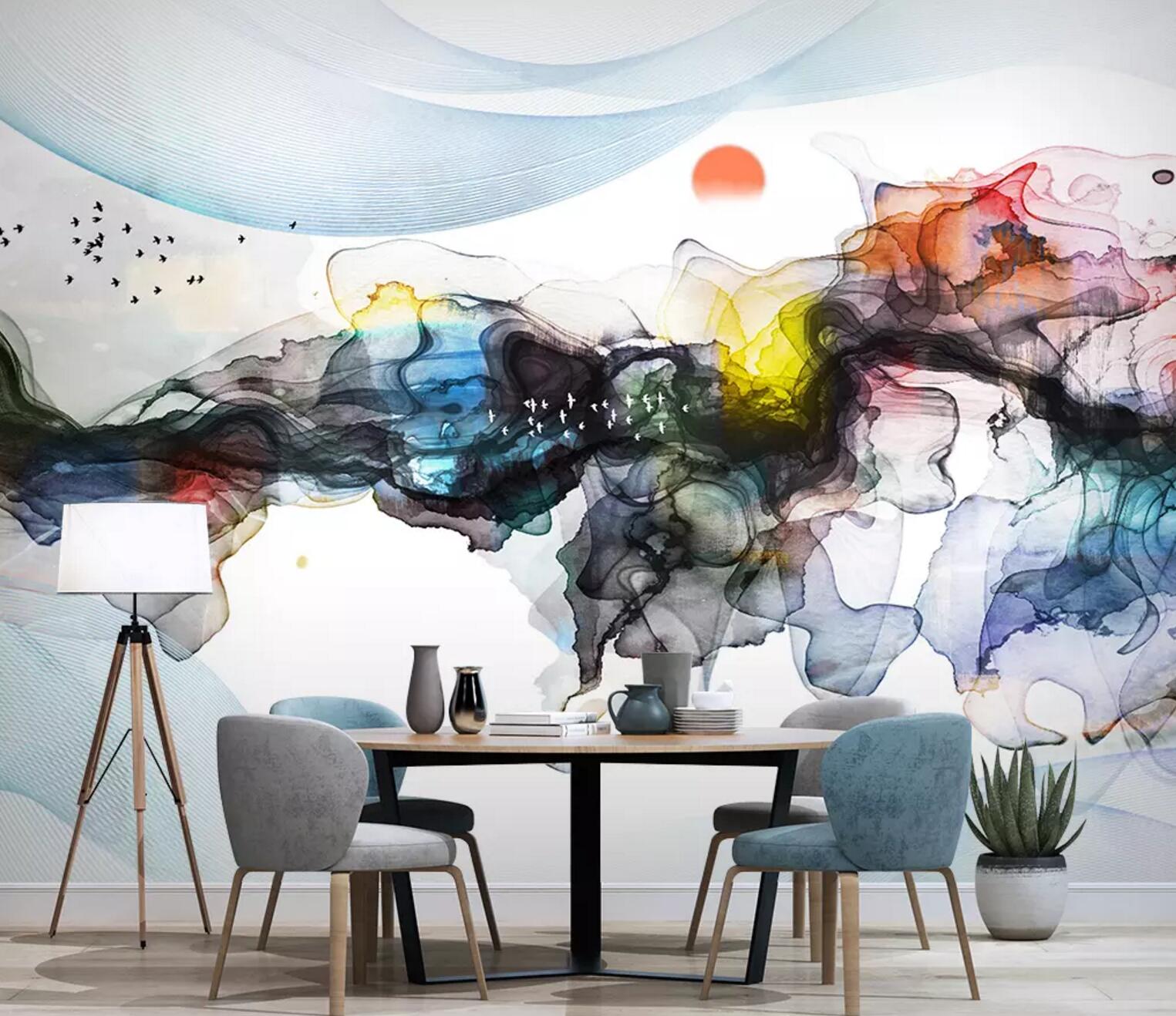 3D Color Ink Smoke WC647 Wall Murals