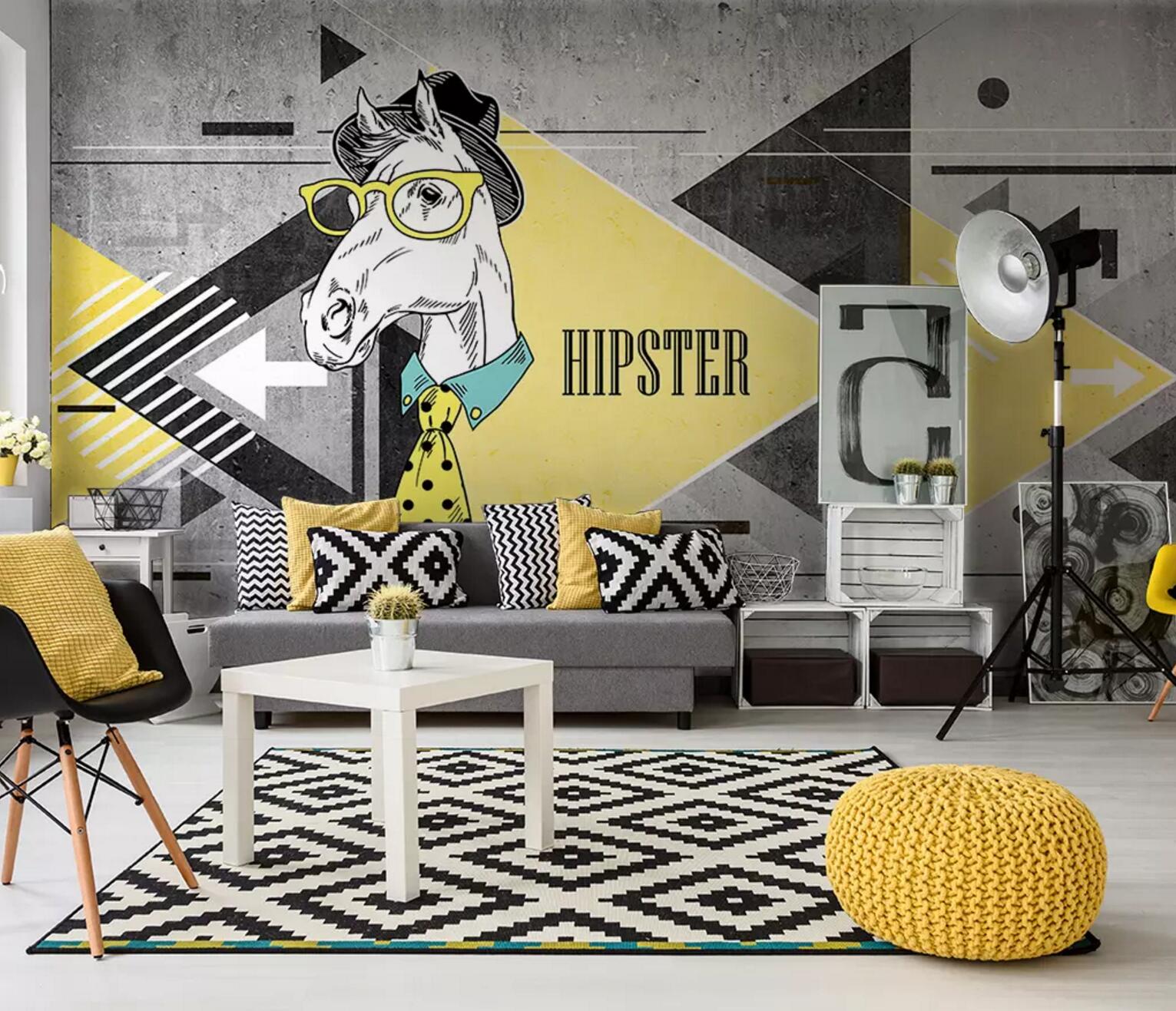 3D White Horse Head WC692 Wall Murals