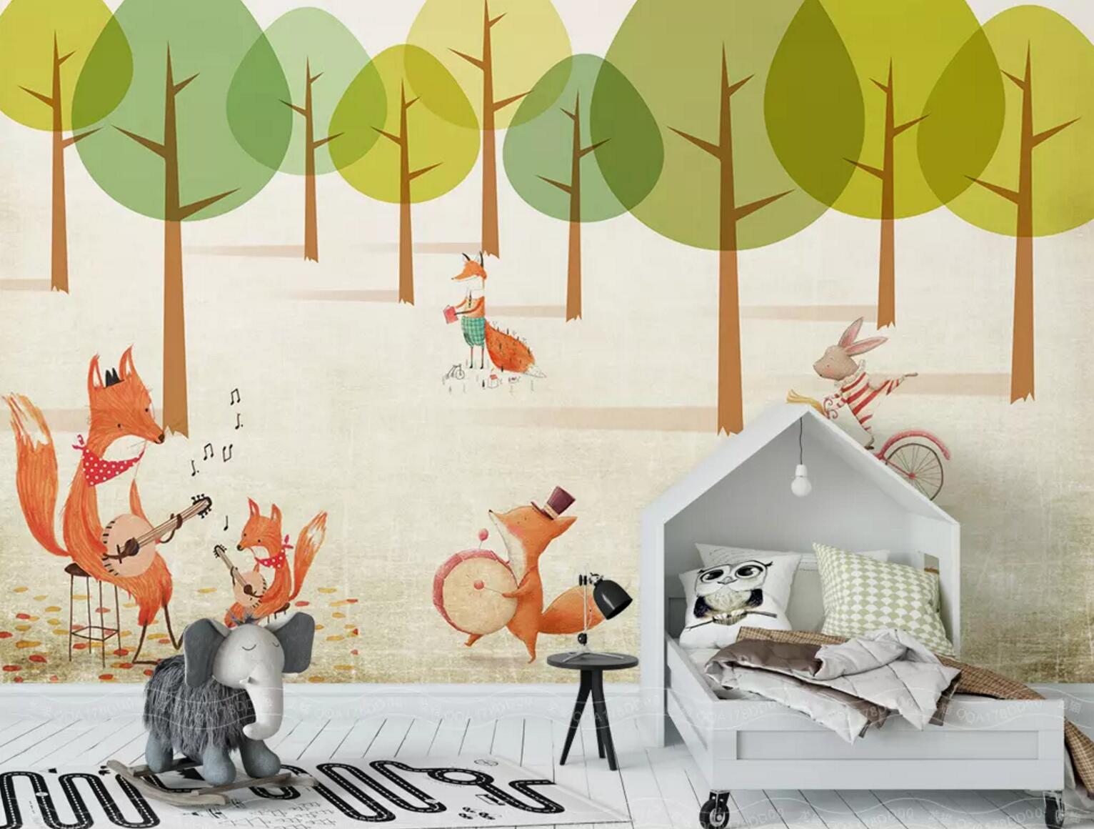 3D Forest Fox WC422 Wall Murals