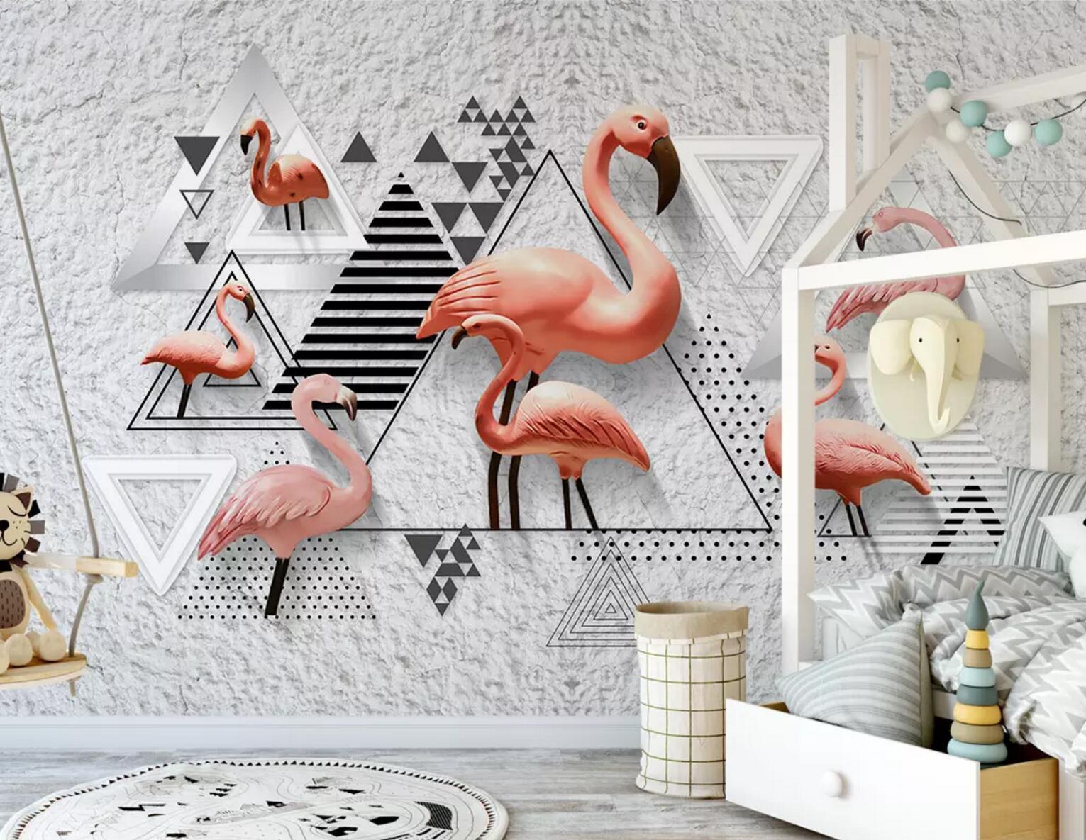 3D Triangle Flamingo 141 Wallpaper AJ Wallpaper