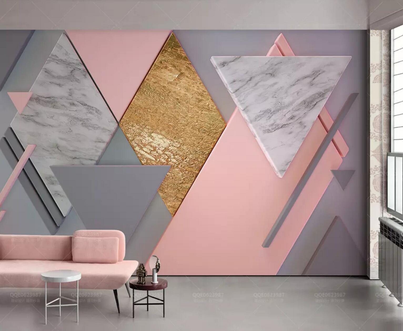 3D Marble Triangle WC537 Wall Murals