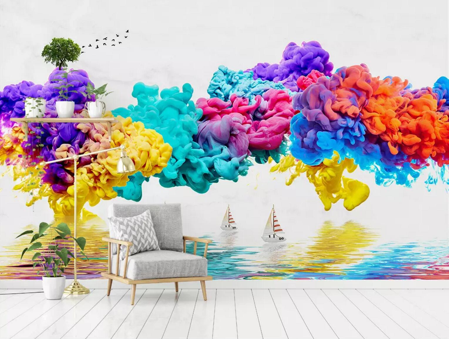 3D Color Cloud WC460 Wall Murals