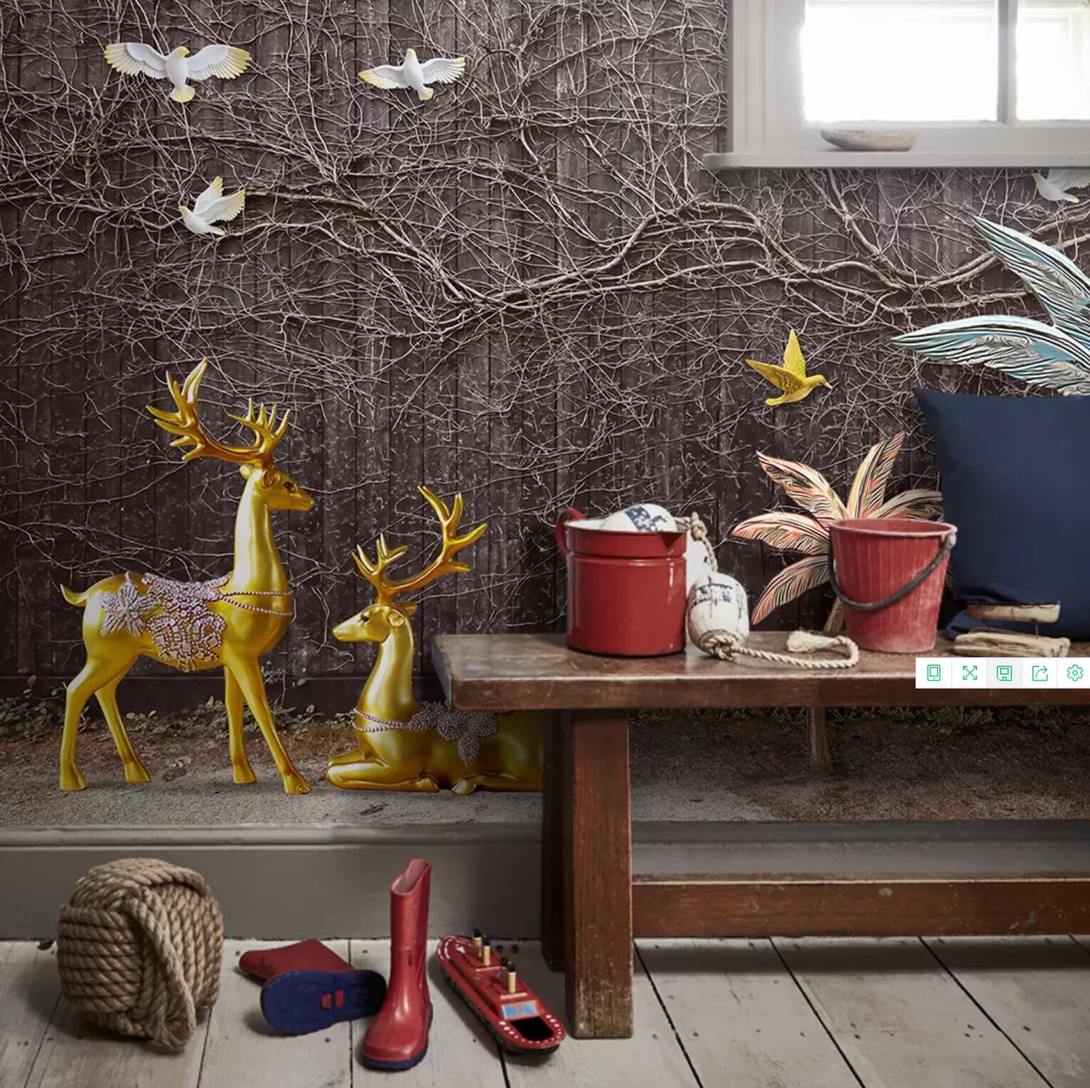 3D Golden Deer WC457 Wall Murals