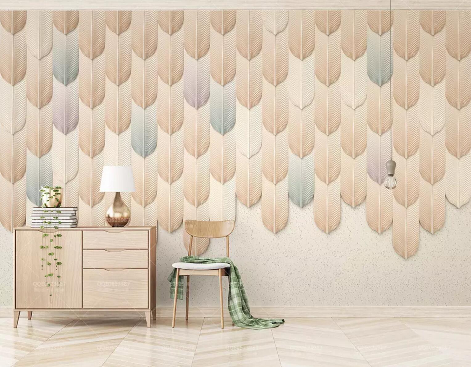 3D Yellow Feather WC667 Wall Murals