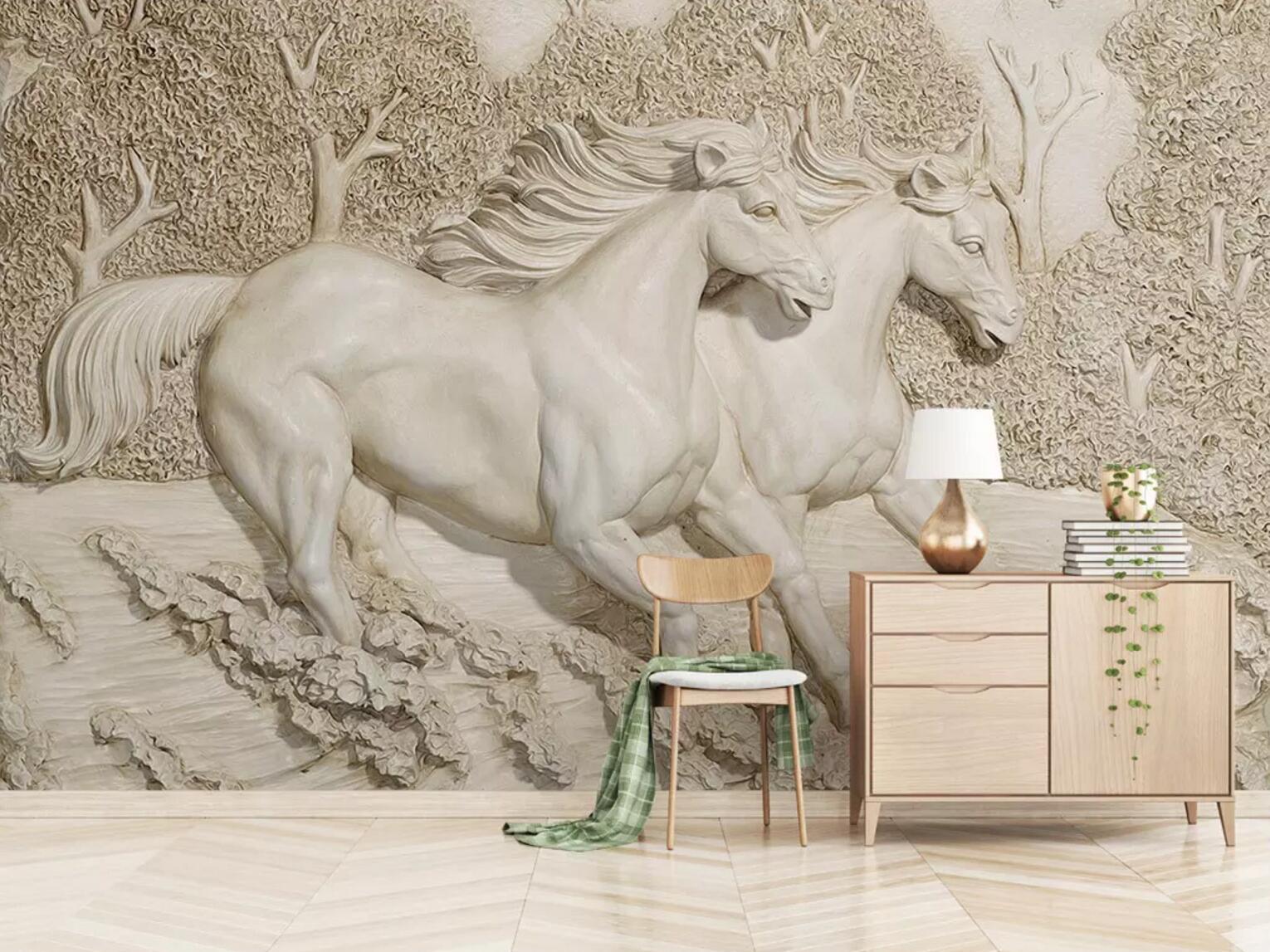 3D Carving Horse 013 Wallpaper AJ Wallpaper