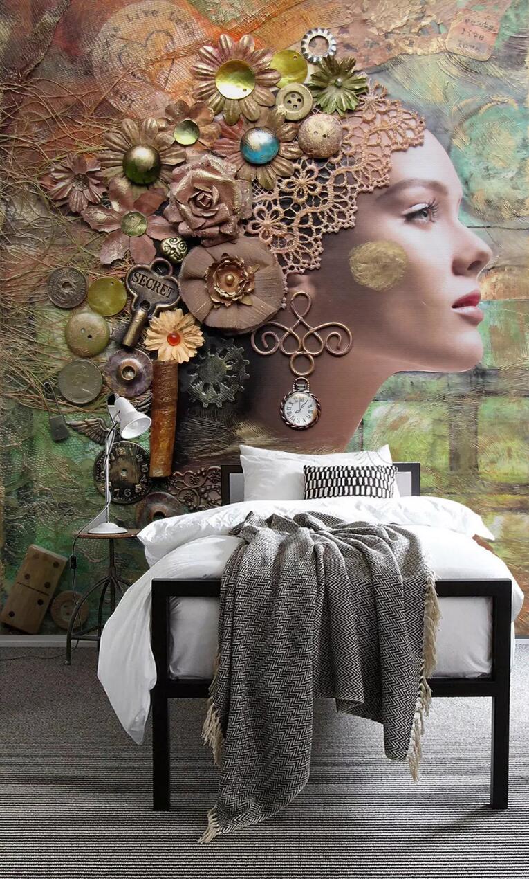 3D Headdress Woman WC825 Wall Murals