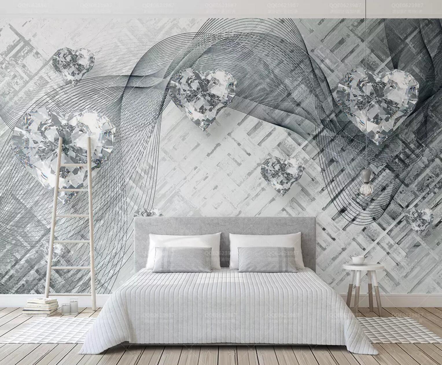 3D Heart Crystal WC590 Wall Murals