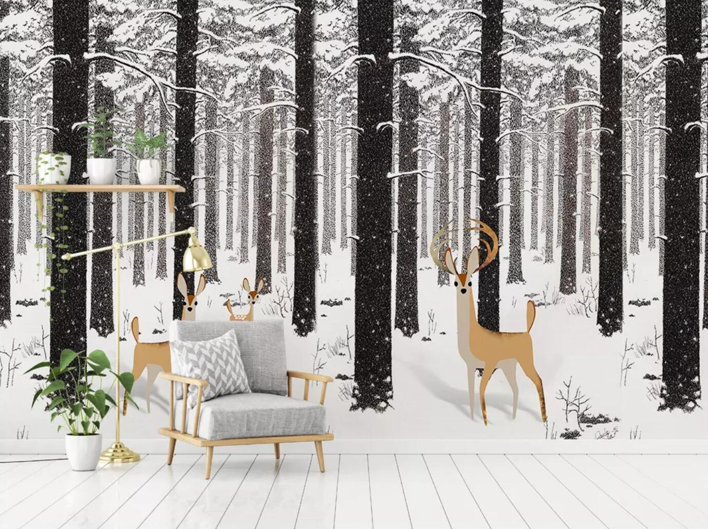 3D Snow Deer 145 Wallpaper AJ Wallpaper