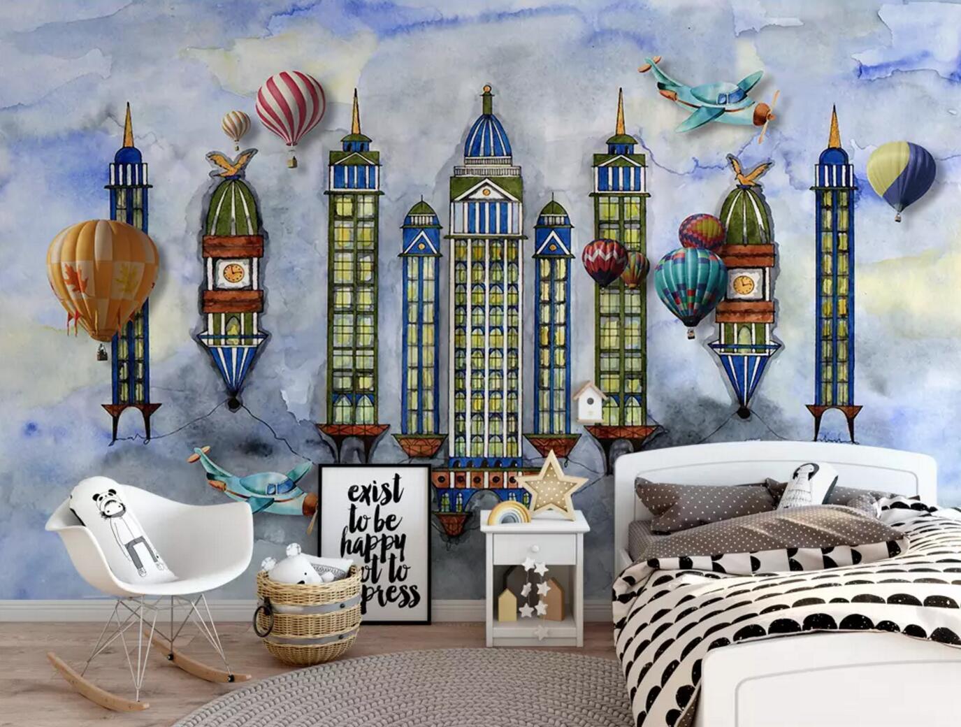 3D Building Balloon WC808 Wall Murals