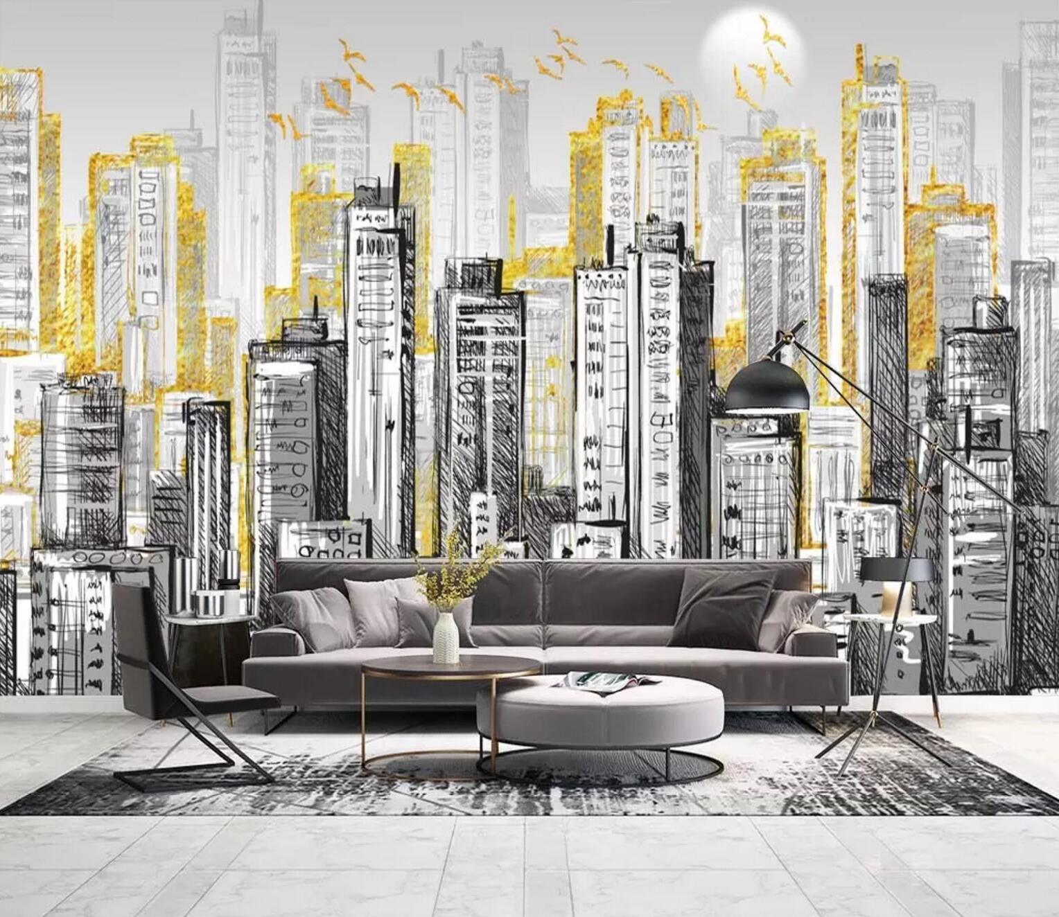 3D Graffiti City Building WC734 Wall Murals