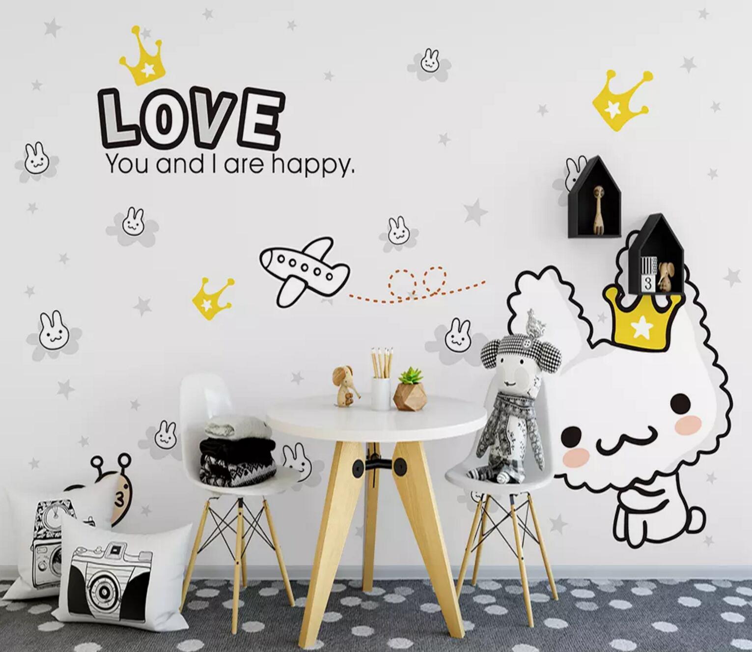 3D White Kitten Plane WC789 Wall Murals