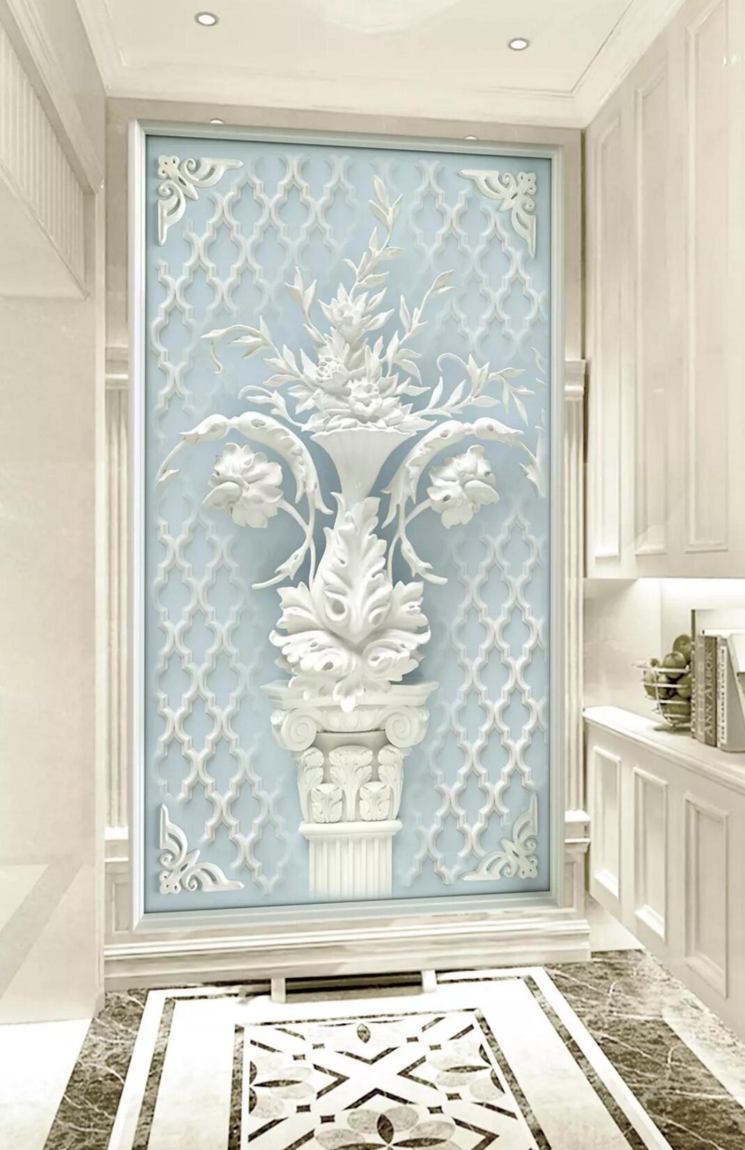3D Carved Pillar Flower WC838 Wall Murals