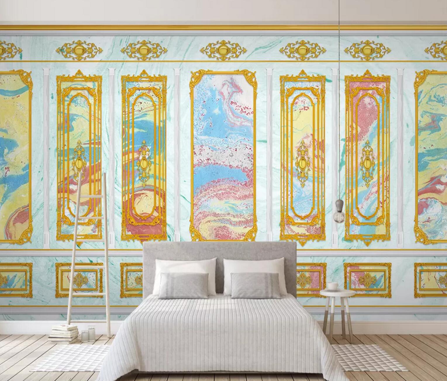 3D Golden Frame WC594 Wall Murals