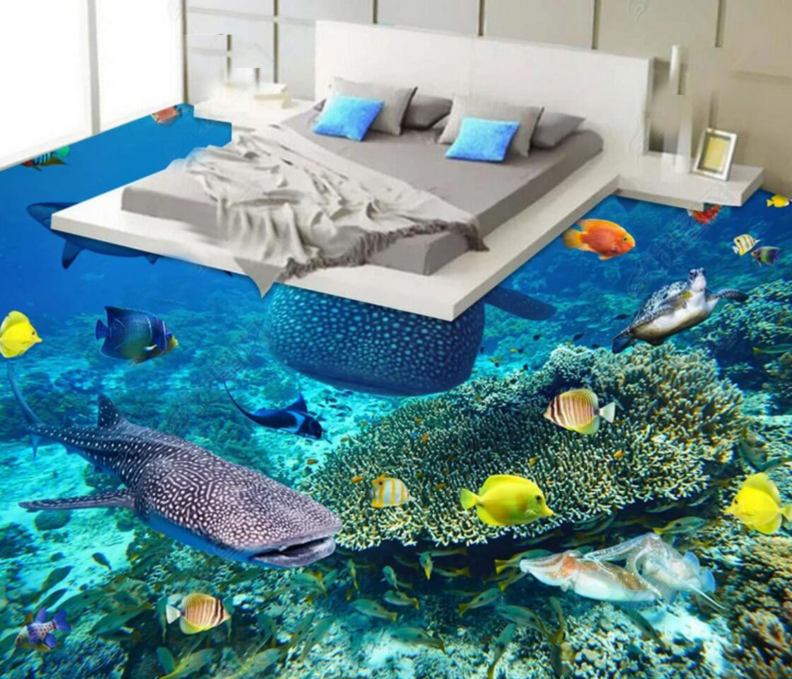 3D Sea Fish 095 Floor Mural Self-Adhesive Sticker Bathroom Non-slip Waterproof Flooring Murals