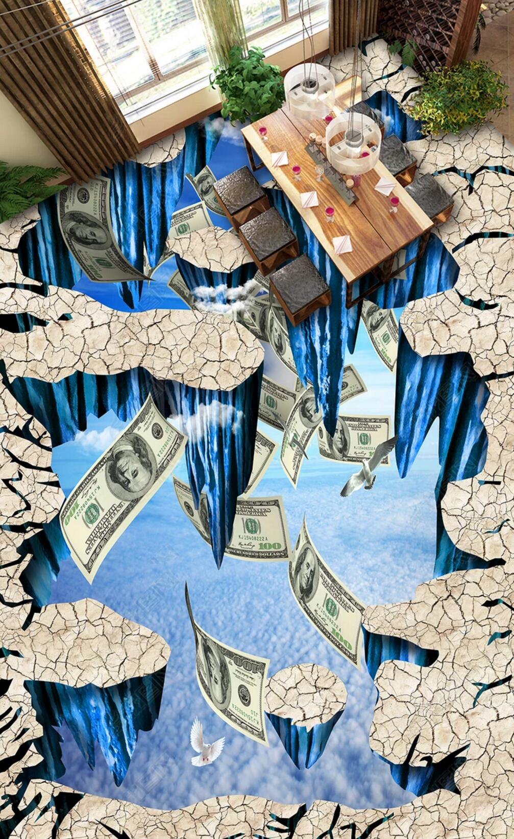 3D Frozen Mountains 032 Floor Mural Self-Adhesive Sticker Bathroom Non-slip Waterproof Flooring Murals