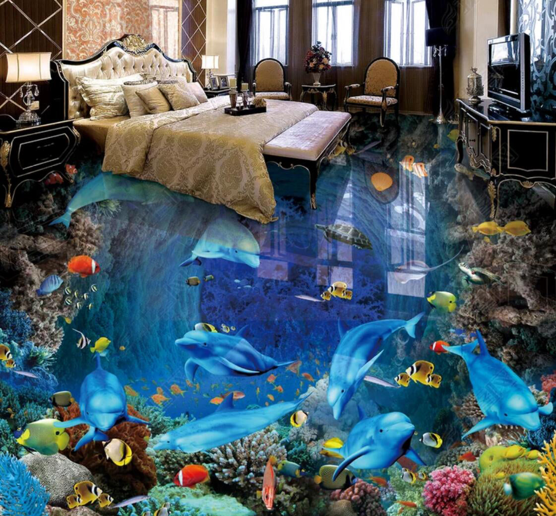 3D Sea Fish 071 Floor Mural Self-Adhesive Sticker Bathroom Non-slip Waterproof Flooring Murals