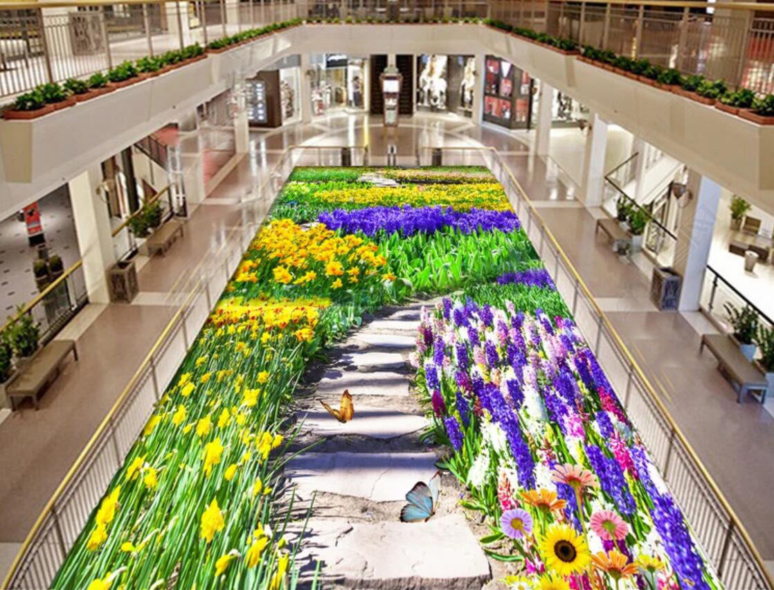 3D Flower World 057 Floor Mural Self-Adhesive Sticker Bathroom Non-slip Waterproof Flooring Murals