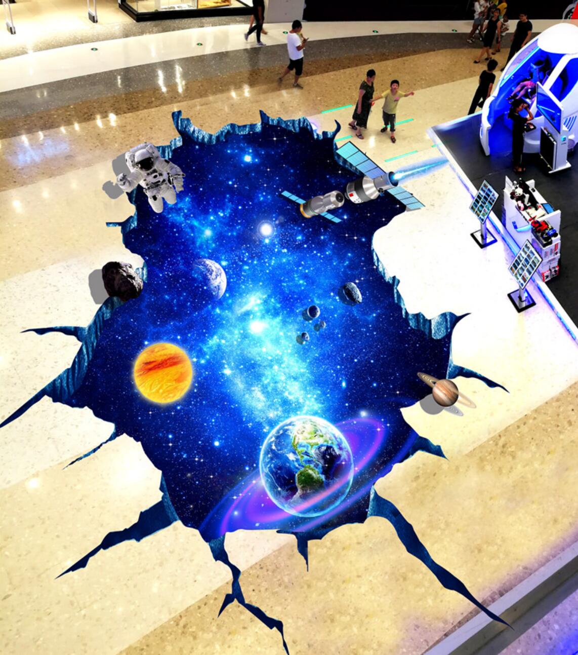 3D Cosmic Sky 184 Floor Mural Self-Adhesive Sticker Bathroom Non-slip Waterproof Flooring Murals