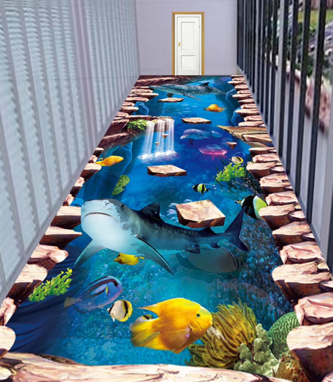 3D Marine Life 129 Floor Mural Self-Adhesive Sticker Bathroom Non-slip Waterproof Flooring Murals