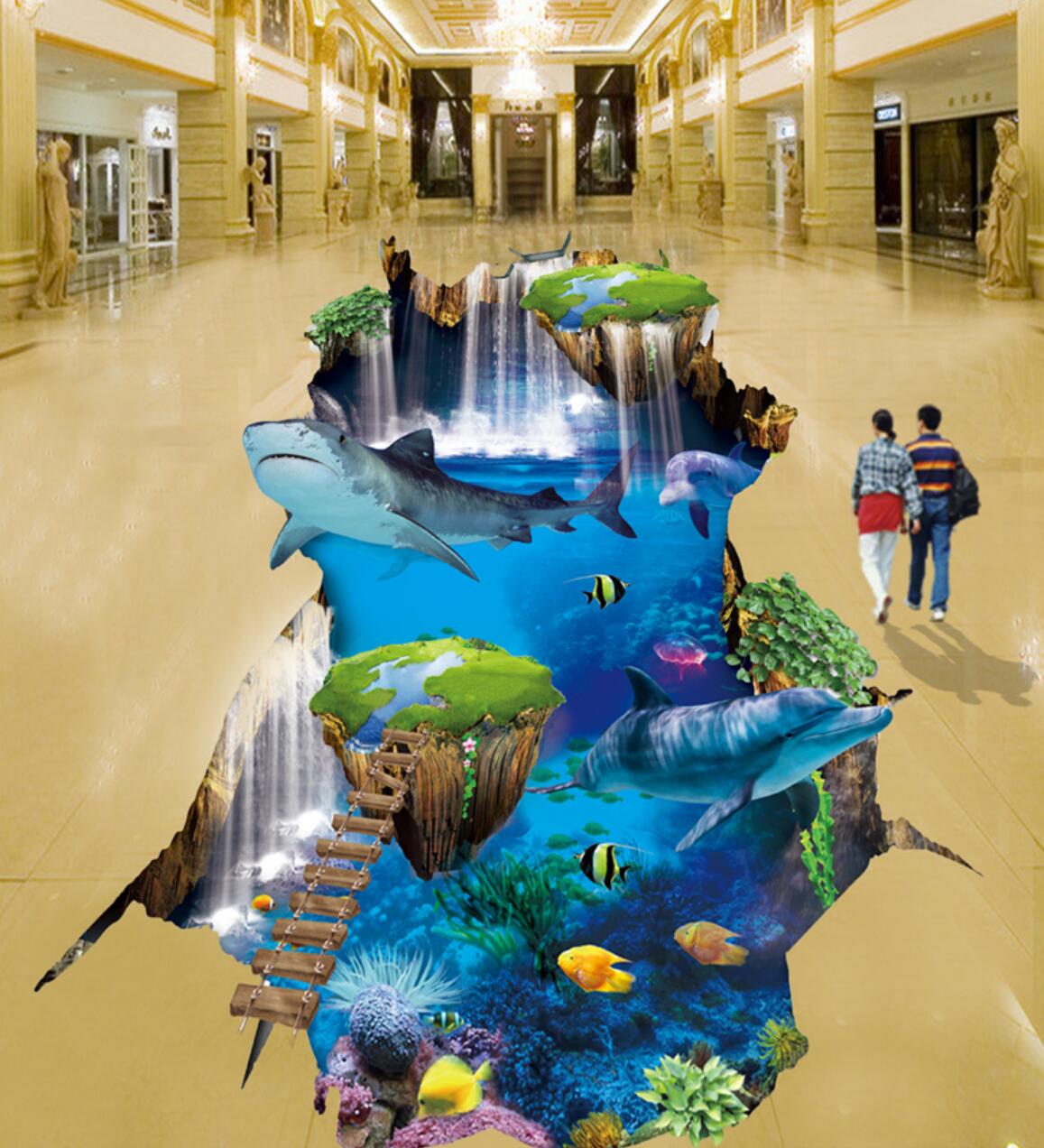 3D Sea And Sky 131 Floor Mural Self-Adhesive Sticker Bathroom Non-slip Waterproof Flooring Murals