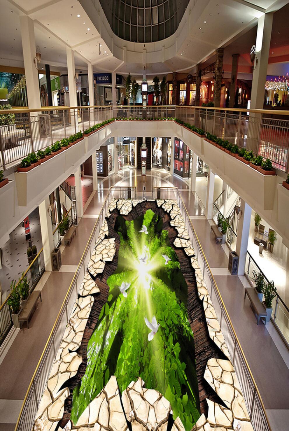 3D Forest Sunlight 118 Floor Mural Self-Adhesive Sticker Bathroom Non-slip Waterproof Flooring Murals