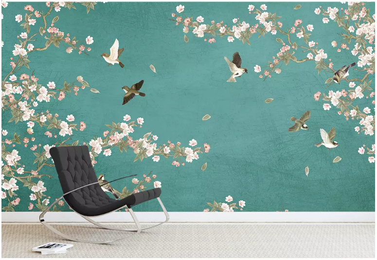 3D Flower Bird 2145 Wall Murals
