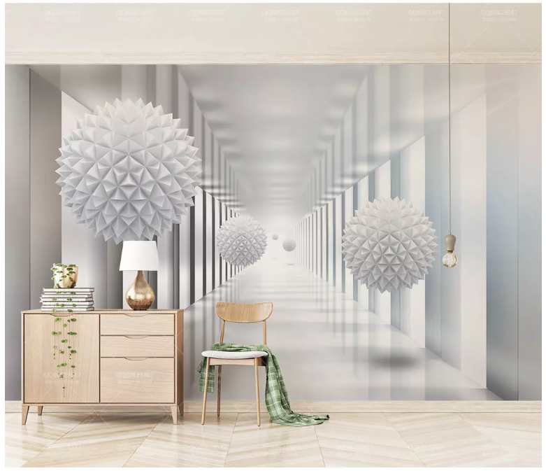 3D White Sphere 2046 Wall Murals