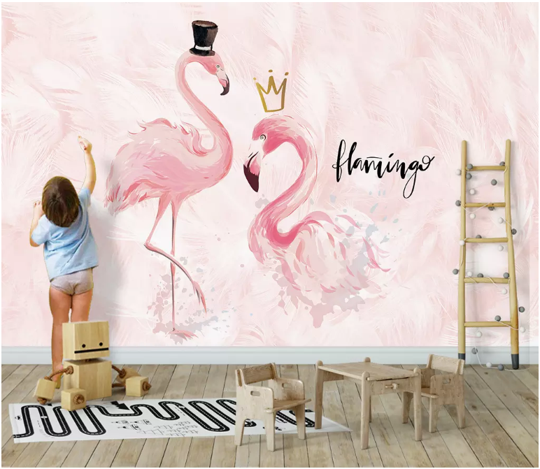 3D Pink Flamingo 2144 Wall Murals