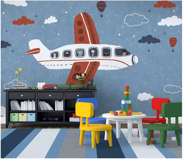 3D Cute Airplane 2134 Wall Murals