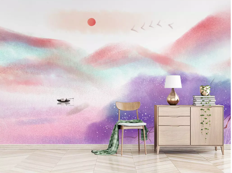 3D Purple Valley 2091 Wall Murals