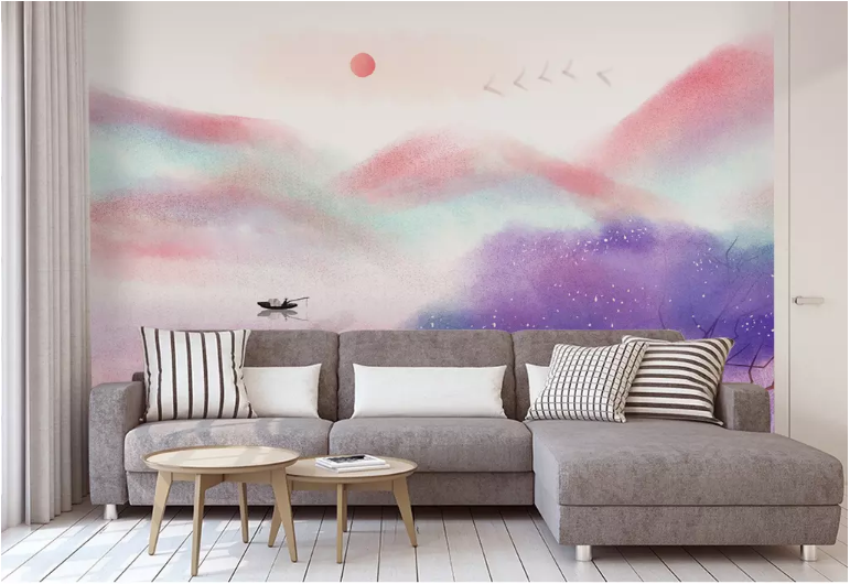 3D Purple Valley 2091 Wall Murals