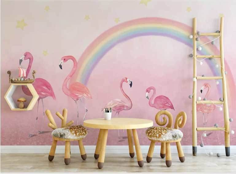 3D Pink Flamingo 2079 Wall Murals