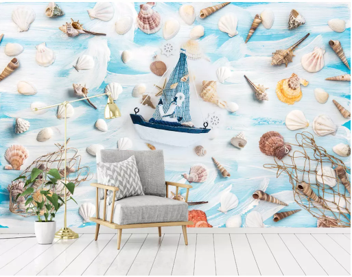 3D Shell Boat 2181 Wall Murals
