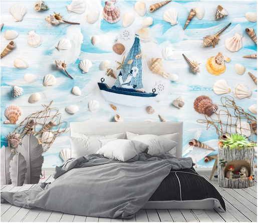 3D Shell Boat 2181 Wall Murals
