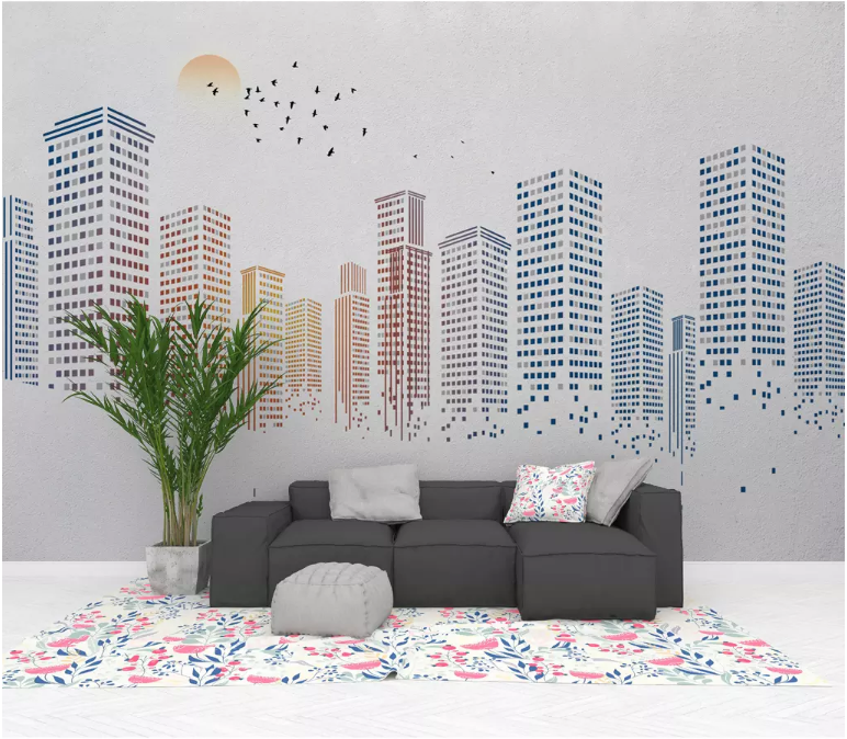 3D Color Building 2082 Wall Murals