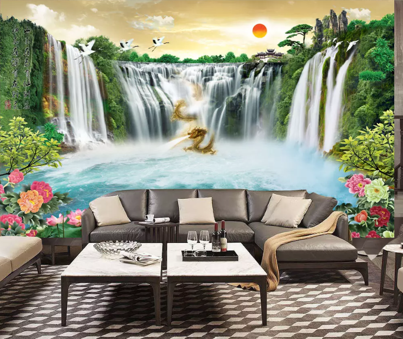 3D Waterfall Dragon Spit Water 1596 Wallpaper AJ Wallpaper 2