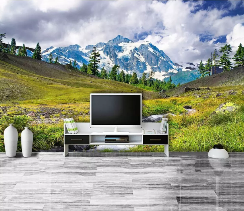 3D Snow Mountain River 1589 Wallpaper AJ Wallpaper 2