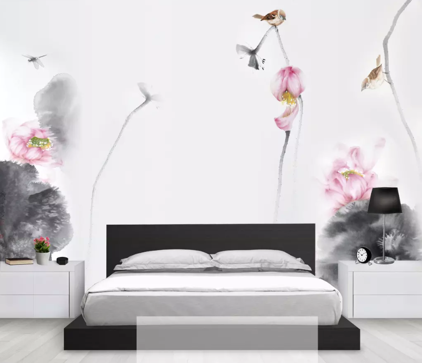 3D Hand Painted Lotus 1576 Wallpaper AJ Wallpaper 2