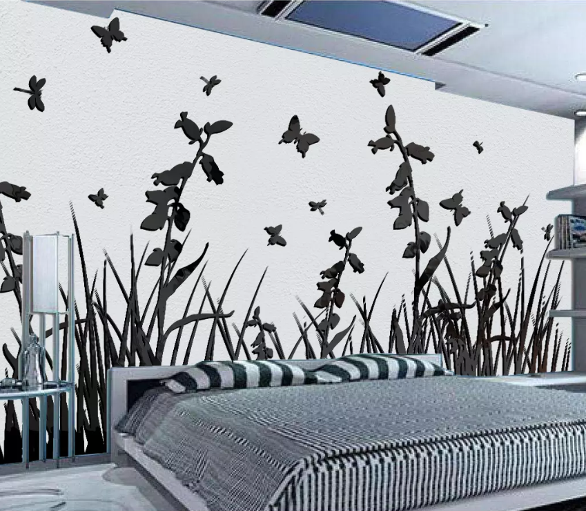 3D Flower Leaf Butterfly 1570 Wallpaper AJ Wallpaper 2